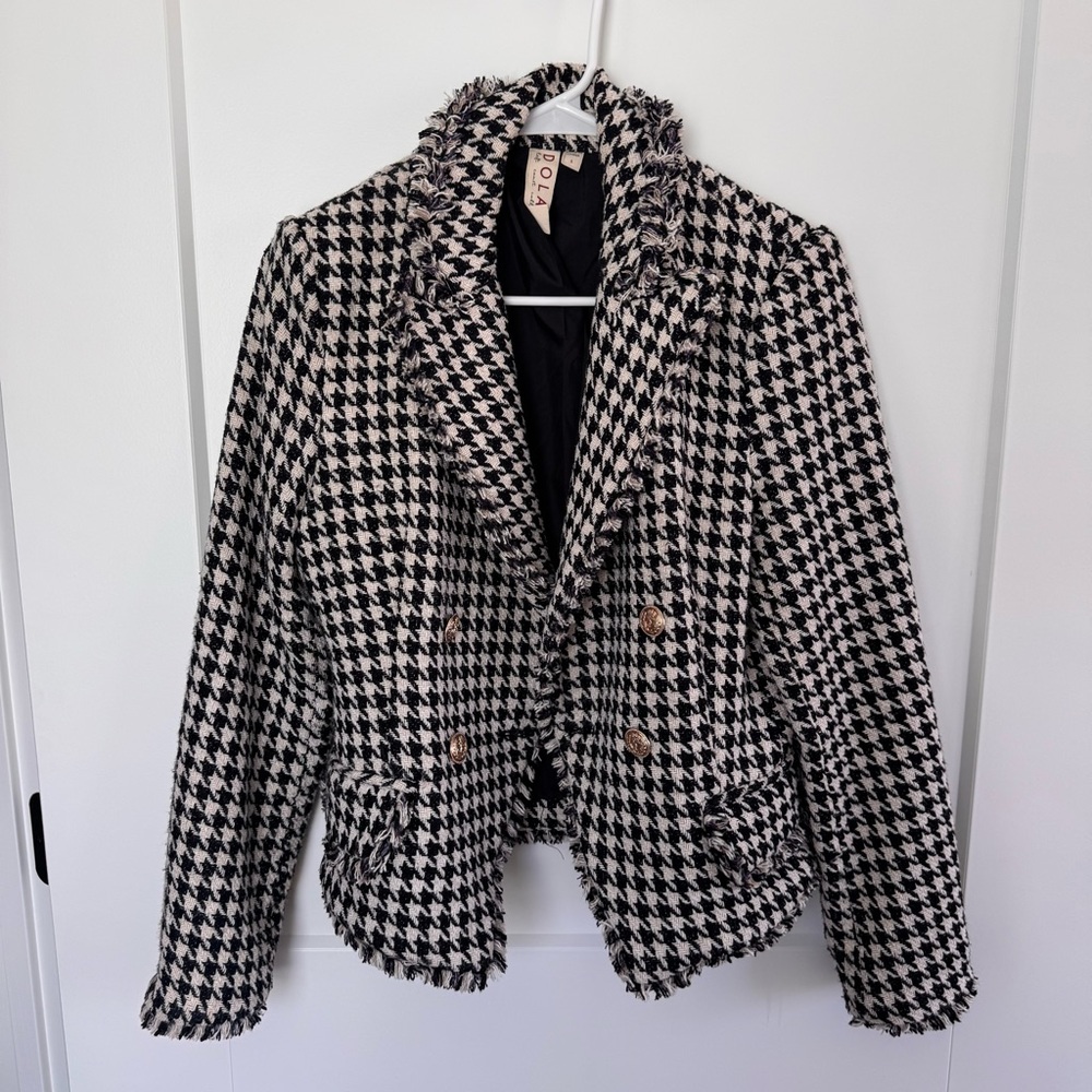Black and White Houndstooth Blazer